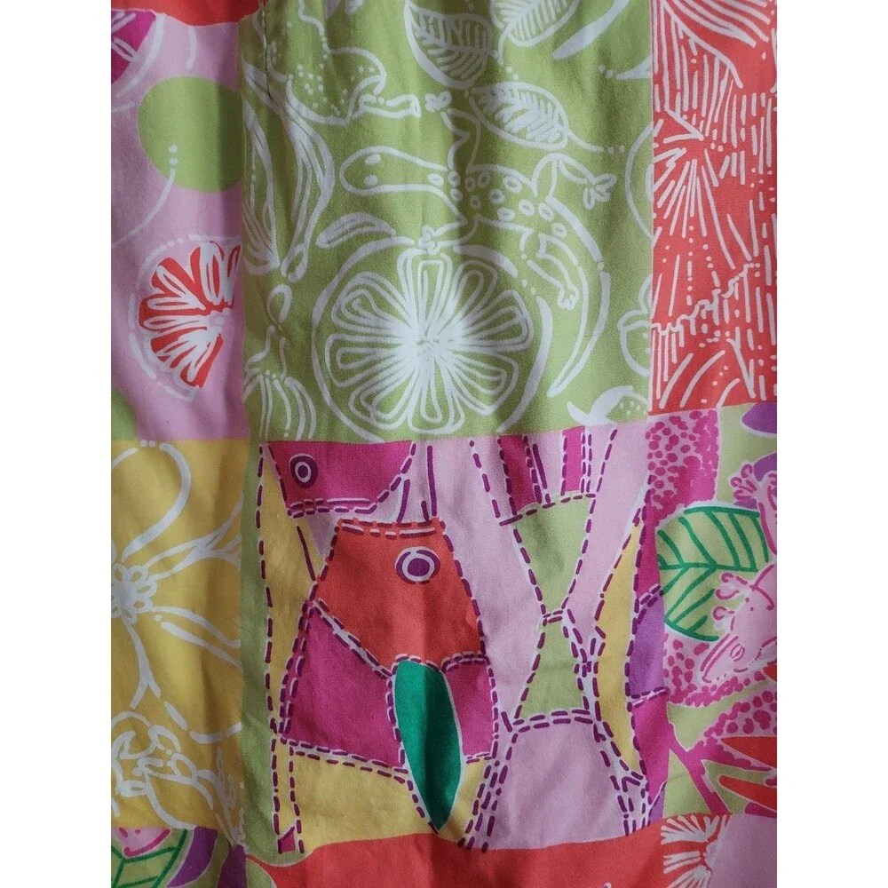 Lilly‎ Pulitzer Patchwork Cotton Mini Skirt Size 4 Multi-Print Resortwear Preppy